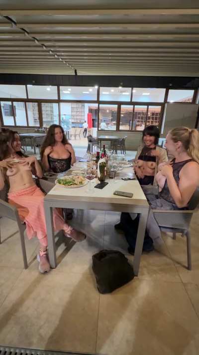 To show we really liked the food, we flashed our titties