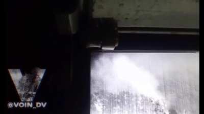 Thermal footage as T-72B3 fires repeatedly on enemy positions