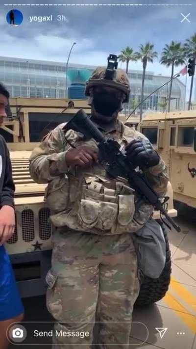 LONG BEACH, CA — NATIONAL GUARD CRIES AND PLEADS HE WONT HURT CIVILIANS; HERE TO CLEAN UP THEIR MESS
