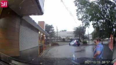 After waiting a few minutes at the WF road BK drive thru speaker with no response, I decide to leave. What I didn’t realize was in the short time I was waiting, police had arrived to respond to an armed robbery.