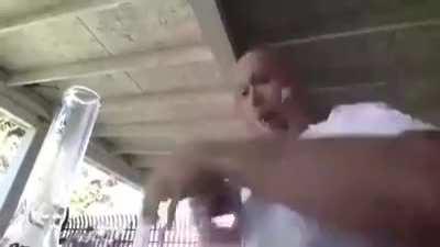 Guy takes a bong rip of the world's hottest pepper...