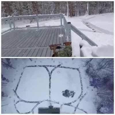 This guy built a snow racetrack for his dogs..