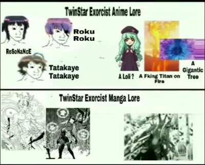 TwinStar Exorcist Manga lore vs Anime Lore
