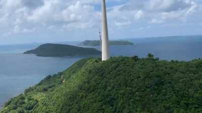 The other end of the cable car in Vietnam.