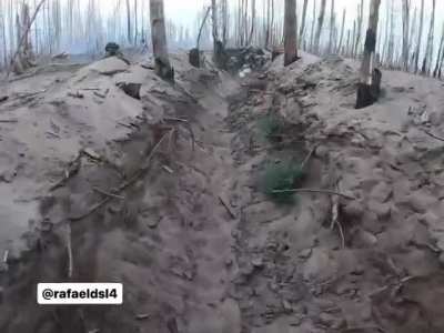Brazilian Volunteers fighting for Ukraine evacuated a wounded comrade after Russian artillery shells hit their positions. Serebryansky forest. Kremmina direction, Ukraine. November 2024.