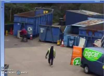 Lobbing a chair at the dump