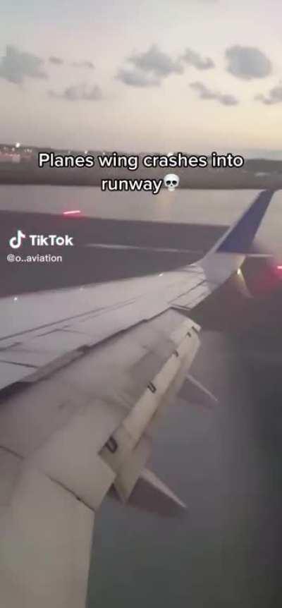 Unknown passenger airplane experiences wing strike upon landing
