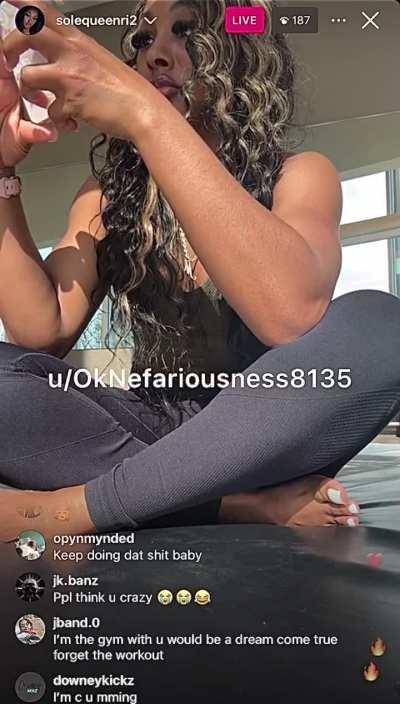 Doing Gods work recording these lives public gym sole slap and rub with people walking in the background