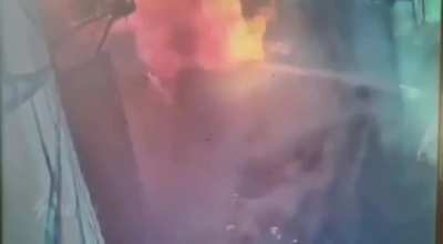 Gas cylinder on a truck in Magnitogorsk, Russia ruptures after hitting a concrete wall. 12th November 2025.