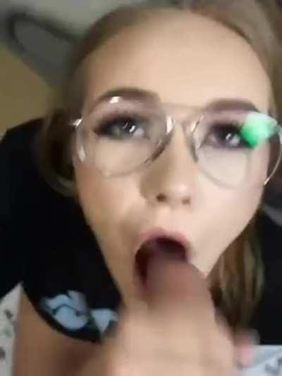 Sloppy blowjob with a hot finish!