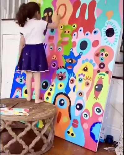 This 5-year-old artist doing her thing.