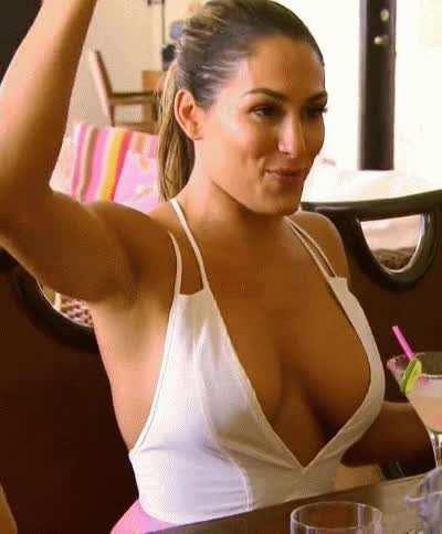 Nikki Bella with a massive cleavage