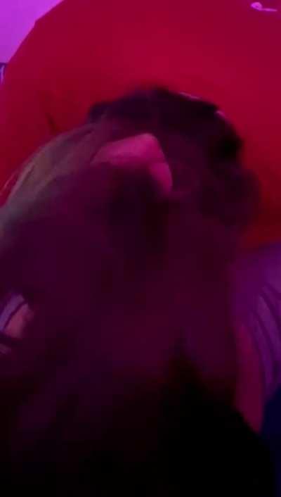 Girl (f18) sucks me off while her dad is watching tv in living room