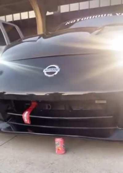 Trying to crush a can with a car