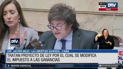 Discurso de Milei en el congreso sobre el impuesto a las ganancias