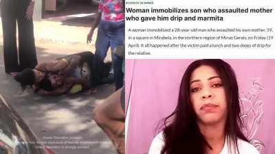 Woman uses Jiu-Jitsu to stop a man who attacked his own mother