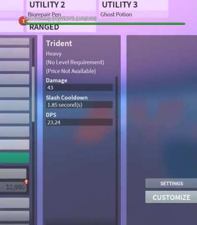 Trident has the same hit dmg as the dragon slayer?