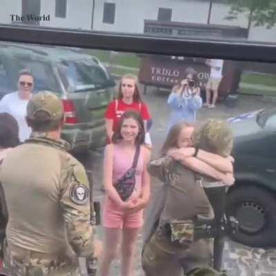 The moment happened when the soldiers fighting the war in Ukraine came back to their homes and met their family members.