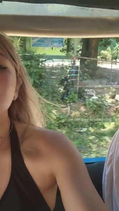 Yvonne going to the beach