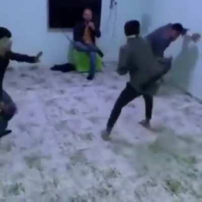 A normal belt game among friends