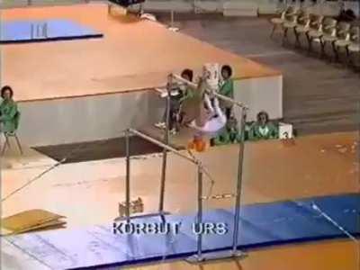 Olga Korbut performing the 
