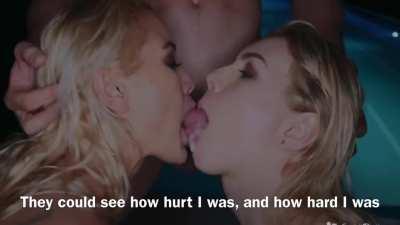 Girlfriend and sister share his cock to protect you