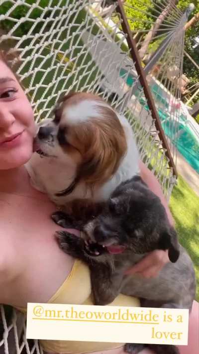 Emma with her dogs.