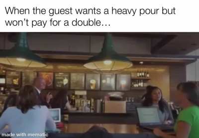 Had something like this happen to me on NYE. Group of guests wanted 37 green tea shots then one of them got mad because she wanted a heavy pour but wouldn’t pay for doubles