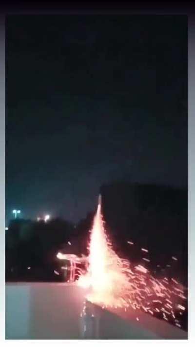 Letting off some fireworks from the balcony...