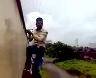 Train surfing is a real thing.