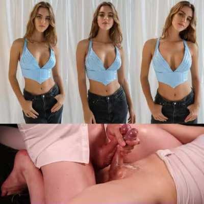 Frotting to Emily's funbags