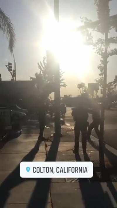 Man tries to attack protesters with axe in Colton, CA [USA]