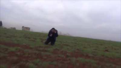 Russian Jet Drops RBK-250 Cluster Bomb Near Syrian Journalist While He's Reporting. Idlib, 2018