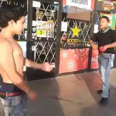 Respect for lil dude. He seemed to like eating punches