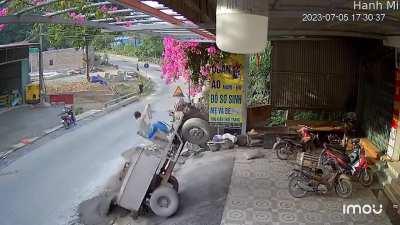 To drive a cement mixer up an incline