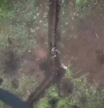 Abandoned and injured soldier wants to survive the drone attack.