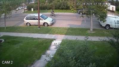 Car drives way too fast in a residential area then sends it Dukes of Hazzard style