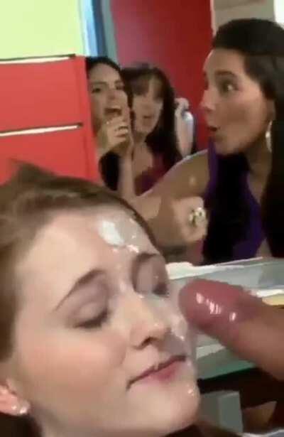 In front of her friends