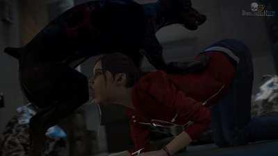 Claire's mouth gets used as a pussy by her dog while she drools everywhere (darktronicsfm) [Resident Evil 2 Remake]