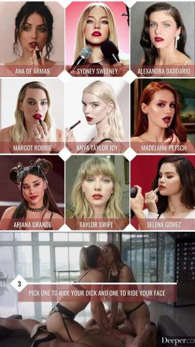 Pick how you're fucking these nine.