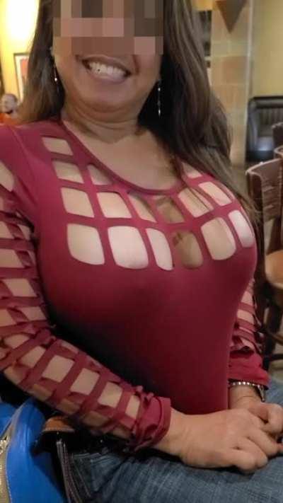 Having a wardrobe malfunction at the bar...Oops