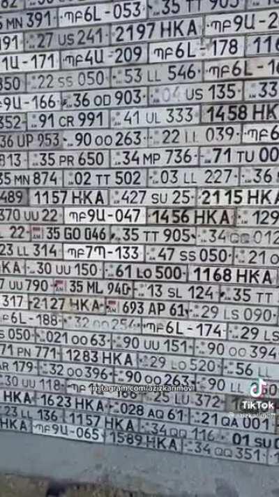 Armenian license plates monument in Azerbaijan.