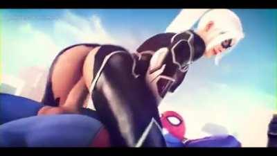 Black Cat riding Spider-Man (bayern, Evilaudio)
