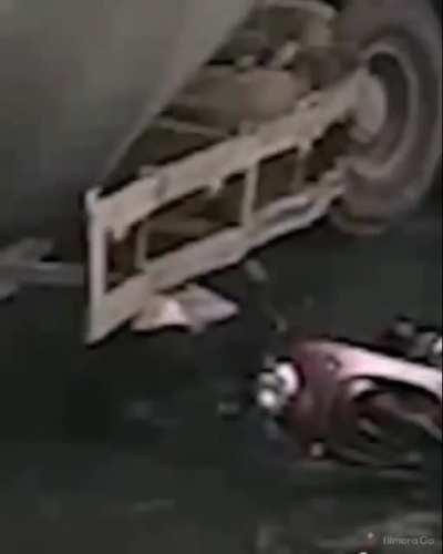 Man narrowly escapes being crushed by truck