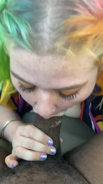 Teen Gags on Huge BBC in Parking Lot