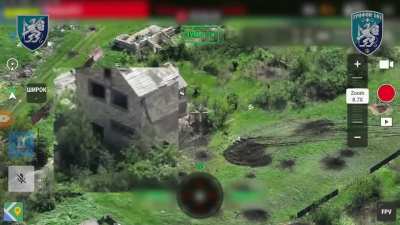 501st Marine Battalion of the 36th Marine brigade. Destroy a building, housing russian troops, with a fpv drone. Stara Mykolaivka, Donetsk.