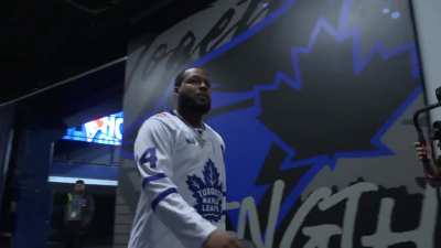 Vladimir Guerrero Jr., attempting to pull a reverse Drake curse and exorcise the city’s lingering elimination game demons, wears a Toronto Maple Leafs jersey to the SkyDome for Game 7 of the ALCS.