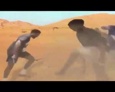 The boys in the desert