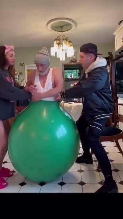 Boy puts his father in a balloon