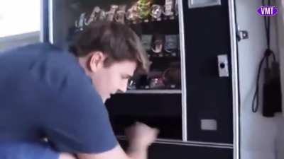 How to get free snacks from a vending machine.